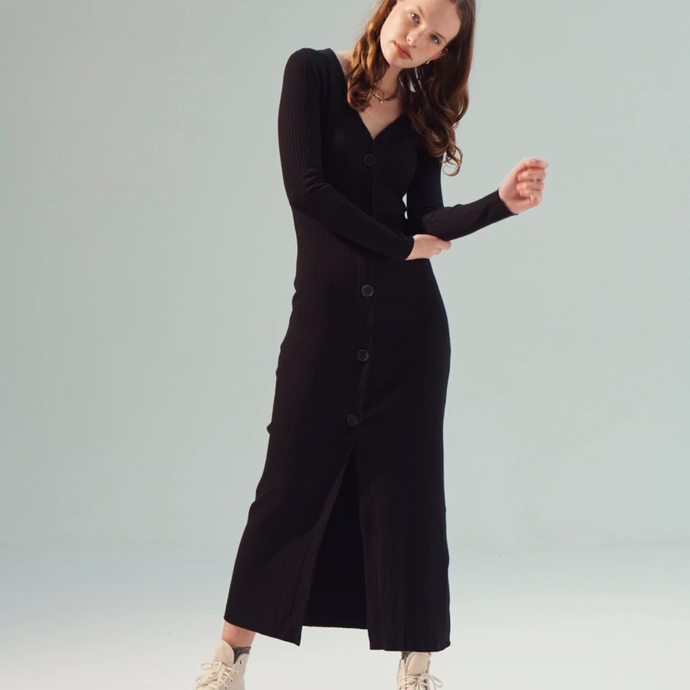 Re-New Button Down Ribbed Dress - For Days